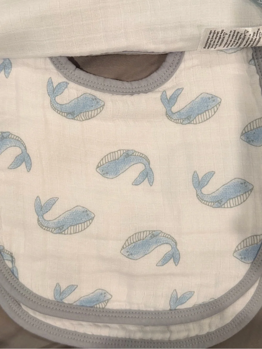 aden + anais Classic Muslin Snap Bibs - Gray Trim with Pastel Animal Print